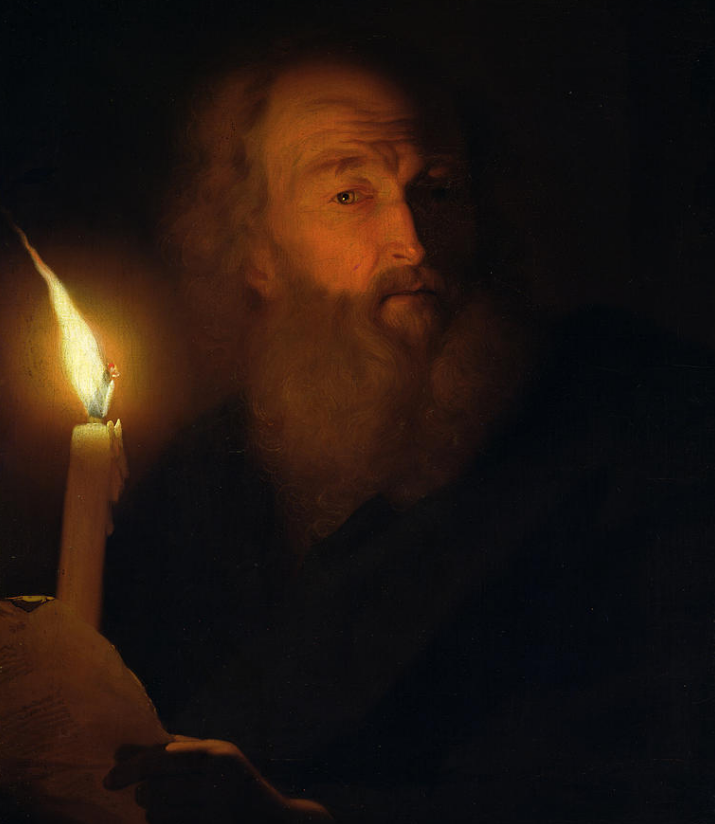 "Man With A Candle", a painting by Godfried Schalken.